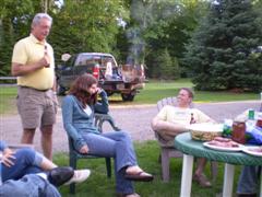 Friends, good food, a cottage by the  lake-- what's not to smile about!